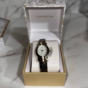 Charter Club Women’s Two-Tone Cuff Bracelet Watch (28mm)
